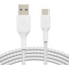 usb kabel Bekin CAB002bt2MWH oplétaný USB-C - USB-A, 2m, bílý