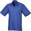 Pánská Košile Premier Workwear pánská popelínová pracovní košile s krátkým rukávem modrá královská