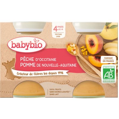 Babybio Broskev jablko 2 x 130 g – Zboží Mobilmania