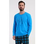 Vienetta MAN pánské pyžamo dlouhé Tetris: modrá – Zboží Dáma