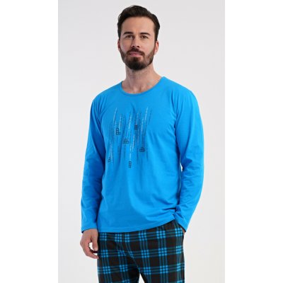 Vienetta MAN pánské pyžamo dlouhé Tetris: modrá – Zboží Dáma