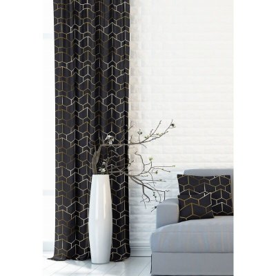 Závěs dekorační nebo látka, New York Metrix, černý, 150 cm 150 cm – Sleviste.cz