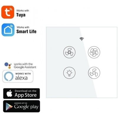 TUYA WiFi+RF vypínač pro ventilátory AS-WS-EU-FL - bílý – Hledejceny.cz