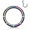 Piercing Šperky4U Duhový piercing kruh segment čiré kameny K01058-W