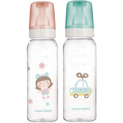 Canpol Babies láhev skleněná s úzkým hrdlem Toys modrá 240ml – Zboží Mobilmania