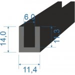 05354330 Pryžový profil tvaru "U", 14x11,4/6mm, 70°Sh, EPDM, -40°C/+100°C, černý | Zboží Auto