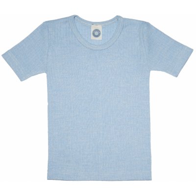 Dětské triko s krátkým rukávem z merino vlny bavlny a hedvábí modré Cosilana – Zboží Mobilmania