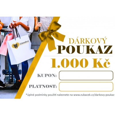 Zubáček.cz Voucher na nákup v hodnotě 1.000 Kč Motiv: Základní – Zboží Mobilmania