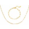 Ornamenti pozlacený set náhrdelníku a náramku Oval Pearl gold OOR300056