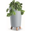 Květináč a truhlík botle Květináč s nožičkami Hoh Tube Planter 24 cm Plastové matné šedé květináče Money Tree Kaktusy Gumovník Lucky Feather