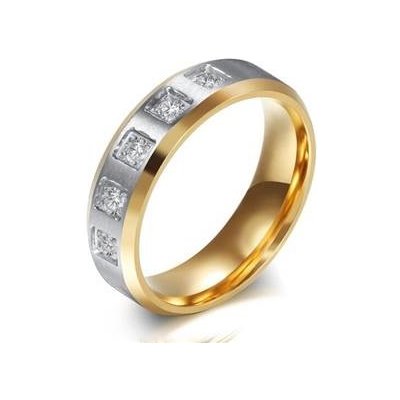 Šperky4U Dámský zlacený ocelový prsten OPR1830 D
