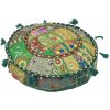 Polštář Sanu Babu Meditační polštář patchworkový ručně vyšívaný kulatý 9W 40x12