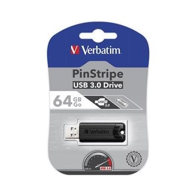 VERBATIM USB flash disk, 3.0, 64GB, Store,N,Go PinStripe, černý, 49318 (49318)