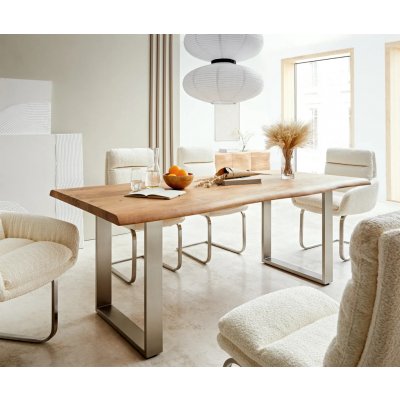DELIFE Jídelní stůl Edge 180 x 90 XL přírodní akácie nerezová ocel úzká – Zboží Dáma