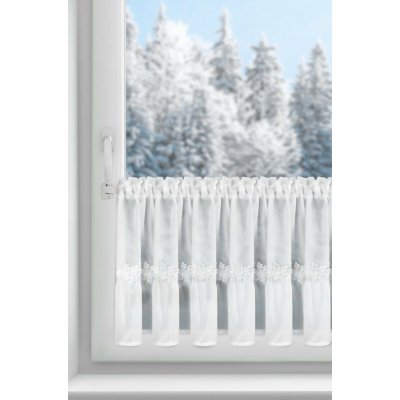 EUROFIRANY KRÁTKÁ VÁNOČNÍ ZÁCLONA NA PÁSCE FLAKE 150X40 CM BÍLÁ – Hledejceny.cz