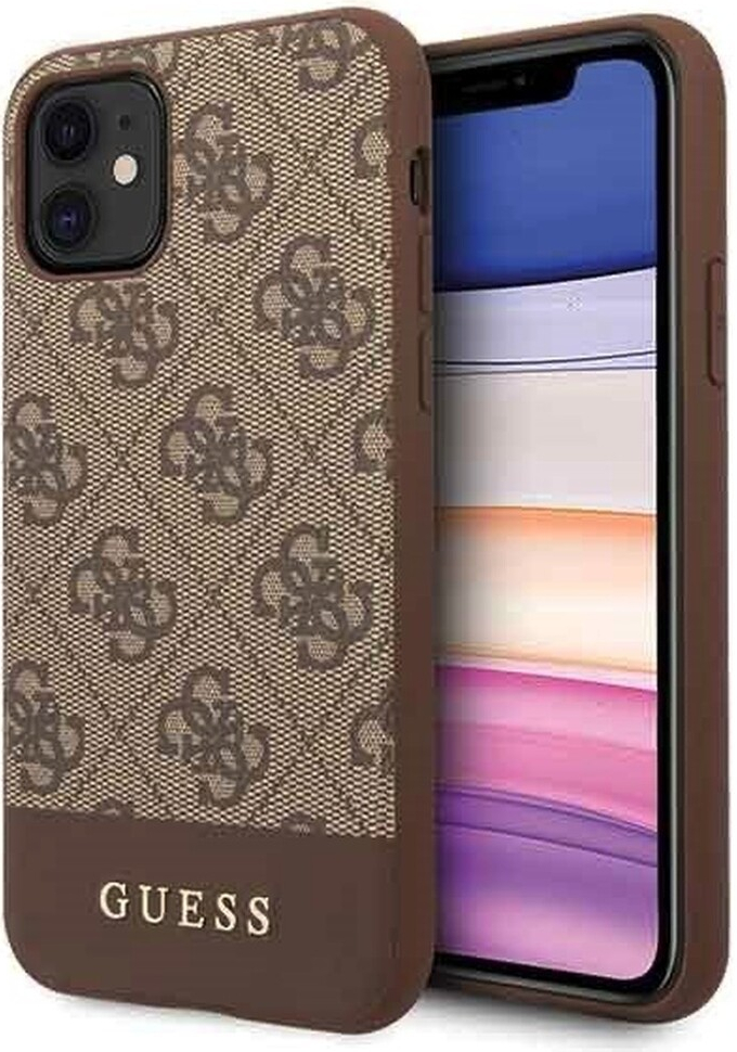 Pouzdro Guess 4G Stripe iPhone 11 hnědé