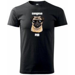 Sablio tričko s potiskem Gangsta pug černé