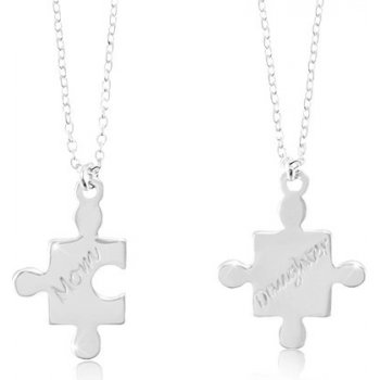 Šperky eshop Stříbrné dílky puzzle s nápisy Mom a Daughter SP85.25