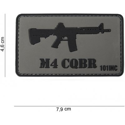 Gumová nášivka 101 Inc zbraň M4 CQBR - šedá – Zboží Mobilmania