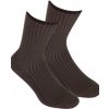 Netlačící dámské žebrované ponožky W.997 hnědá