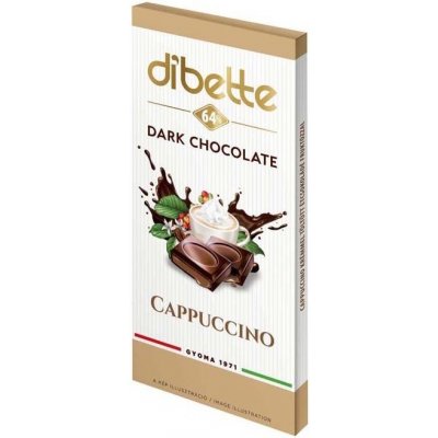 Diabette Choco Hořká čokoláda s fruktózou plněná krémem s capucinovou příchutí 80 g