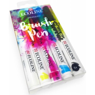 Royal Talens 11509900 Ecoline brushpen set sada štětečkových akvarelových popisovačů primary 5 ks – Hledejceny.cz