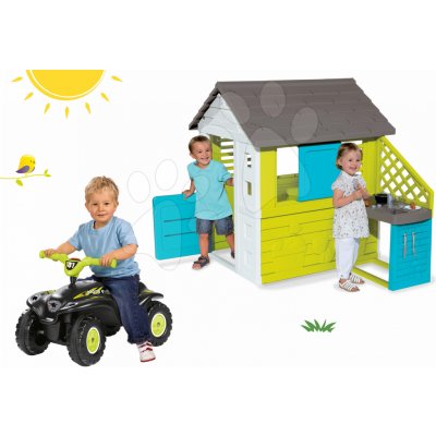 Smoby set domeček Pretty Blue a BIG odrážedlo čtyřkolka Quad 810703-20 – Zboží Mobilmania
