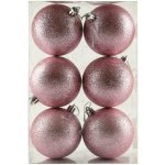 DECOLED Sada vánočních ozdob růžová glitter 8 cm plastové koule, balení 6 ks – Hledejceny.cz