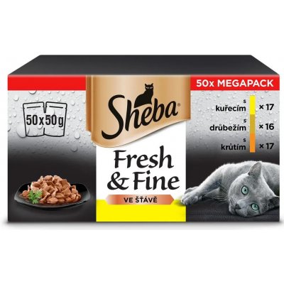 Sheba Fresh & Fine drůbeží výběr ve šťávě pro dospělé kočky 50×50 g – Hledejceny.cz