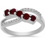 Nefertitis Prsten stříbrný s broušeným rubínem a zirkony 026296 RB – Sleviste.cz
