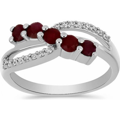 Nefertitis Prsten stříbrný s broušeným rubínem a zirkony 026296 RB – Sleviste.cz