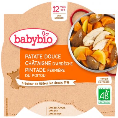Babybio Sladké brambory s kaštanovým pyré a farmářskou perličkou 230 g – Sleviste.cz