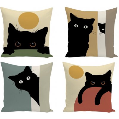 Xpose ČERNÁ KOČKA digitální tisk 4 ks Bavlna 43 x 43 cm – Zboží Dáma Xpose ČERNÁ KOČKA digitální tisk 4 ks Bavlna 43 x 43 cm – Zboží Dáma