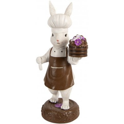 Clayre & Eef Dekorace králík s čoko dortem a maceškami - 15*11*32 cm – Hledejceny.cz