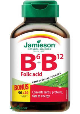 Vitamin B6 Jamieson Vitamíny B6 B12 + kyselina listová 110 tablet
