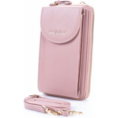 Pouzdro Jennifer Jones Mini kabelka na telefon a peněženka s popruhem na krk růžové 1125 – Zboží Mobilmania