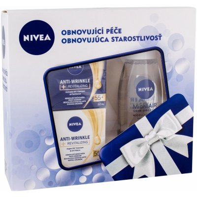 Nivea Anti Wrinkle Revitalizing pro ženy denní pleťová péče 50 ml + noční pleťová péče 50 ml + micelární voda Micelair 200 ml dárková sada – Zbozi.Blesk.cz