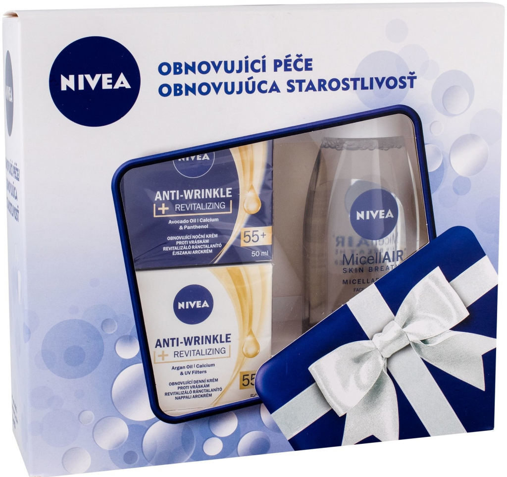 Nivea Anti Wrinkle Revitalizing pro ženy denní pleťová péče 50 ml + noční pleťová péče 50 ml + micelární voda Micelair 200 ml dárková sada