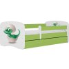 Postel Kocot Kids Babydreams dinosaurus zelená se šuplíky s matrací