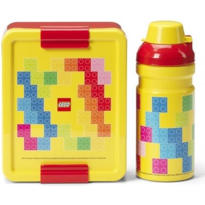 LEGO Brick svačinový set (láhev a box) - červená/žlutá – Zboží Živě
