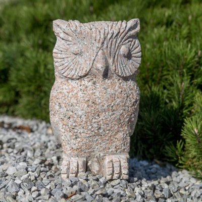 Kameny.cz Sova velká (žula) z přírodního kamene Vybere si barevnost: Růžovošedá žula – HobbyKompas.cz