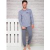 Pánské pyžamo Taro Max 372 pyžamo dlouhé šedé pruhy