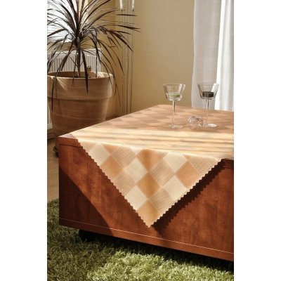 Polášek Ubrus teflon Du-pont č.1801 meruňková 100% polyester Oranžová káro 100% polyester 120x140cm – Zboží Mobilmania