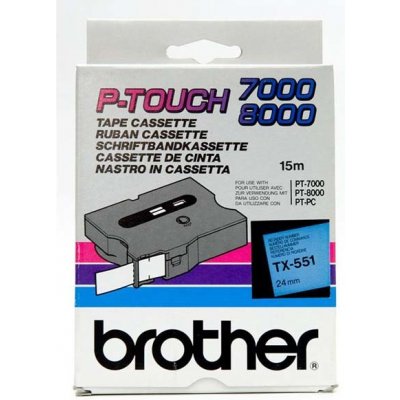 Páska do štítkovače Brother TX-551, 24mm, černý tisk/modrý podklad, originál – Hledejceny.cz