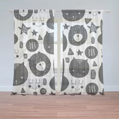 Sablio Záclony Kočička a medvěd: 2ks 150x250cm – Hledejceny.cz