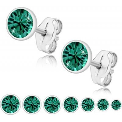 Šperky eshop ze stříbra smaragdově zelený zirkon v lesklé objímce puzetky U29.19