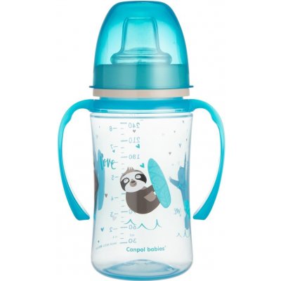 Canpol babies Babis 35/208 Hrníček nevylévací se širokým hrdlem Colorful Animals zvířátka modrý 240 ml – Zboží Dáma