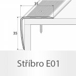 Profil Team Schodová hrana stříbro E01 1,2 m 35x35mm – Sleviste.cz