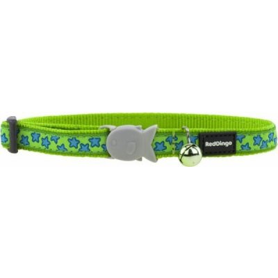 Red Dingo obojek pro kočky Stars Turquoise on Lime 12 mm – Zbozi.Blesk.cz