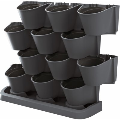 Prosperplast Cascade Garden Vertikální květináč set 12ks 12 ks 68,5 x 19 x 54,6 cm plast antracit IO2W600S-S433